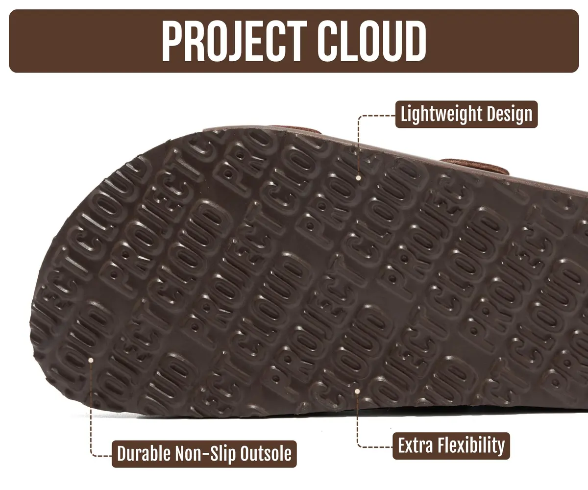 Project Cloud Heritage Leather Slide Sandals for Men | Cork Footbed, Adjustable Buckle, Water-Resistant (7.5 US) - view 4