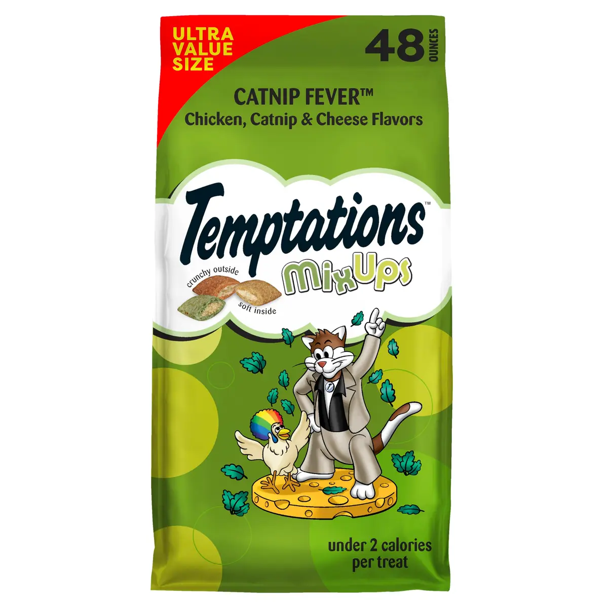Temptations MixUps Catnip Fever Flavor Cat Treats 48 oz (1.36 kg) | Crunchy & Soft Dual Texture - main product image