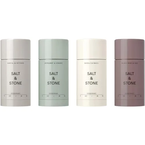 Salt & Stone Aluminum Free Deodorant Discovery Set, 48-Hour Protection, Jasmine & Cedar, Bergamot & Hinoki, Black Rose & Oud, Santal & Vetiver - main product image
