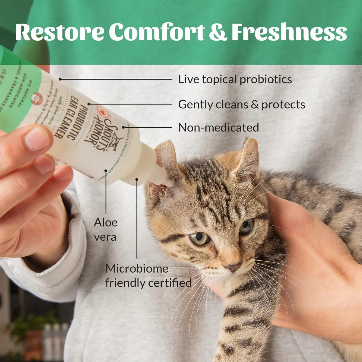 SKOUT'S HONOR Probiotic Cat Ear Cleaner 4 oz | Alcohol-Free, Fragrance-Free, Non-Medicated - view 6