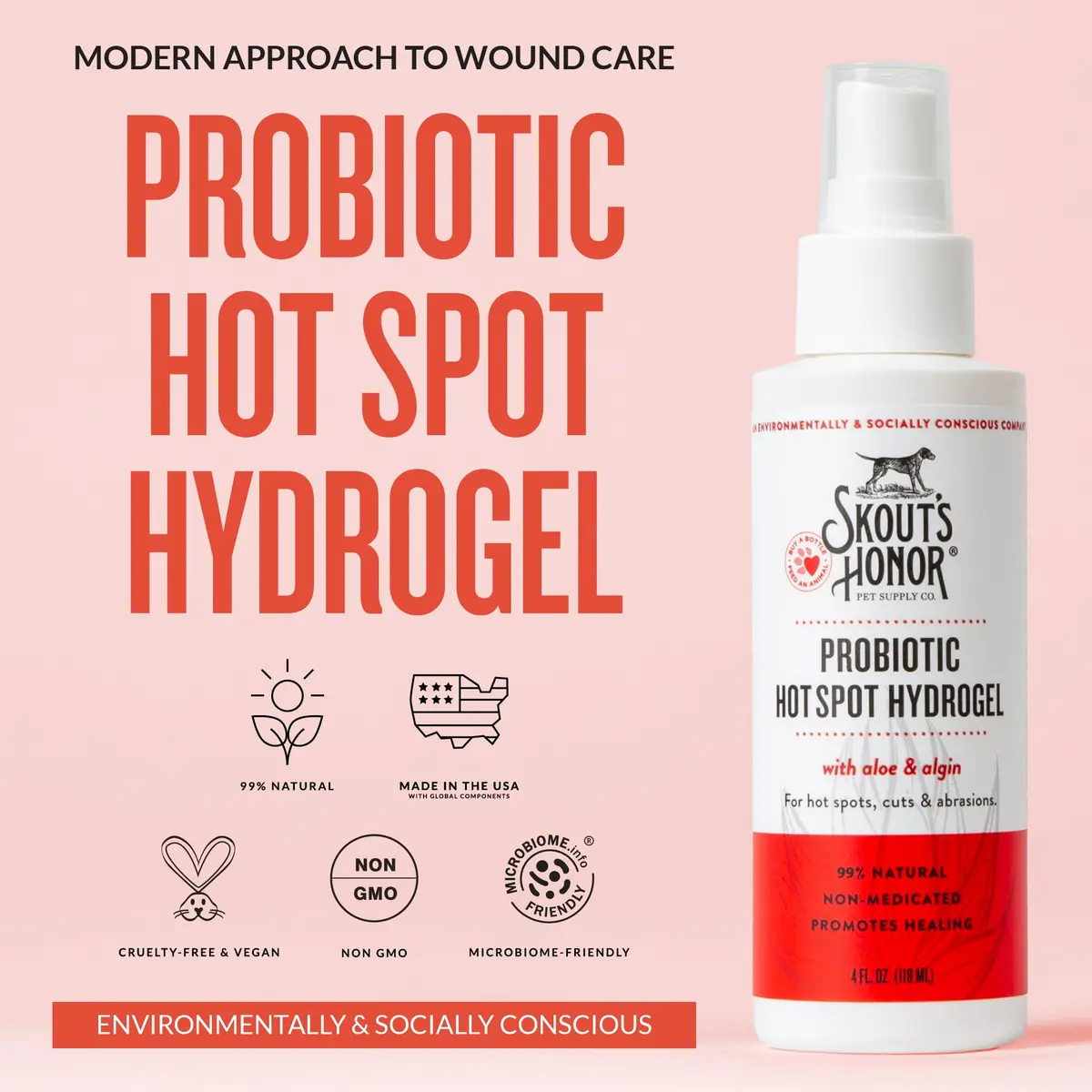 SKOUT'S HONOR Probiotic Hot Spot Hydrogel for Dogs 4 oz | Soothes & Heals Skin - view 2