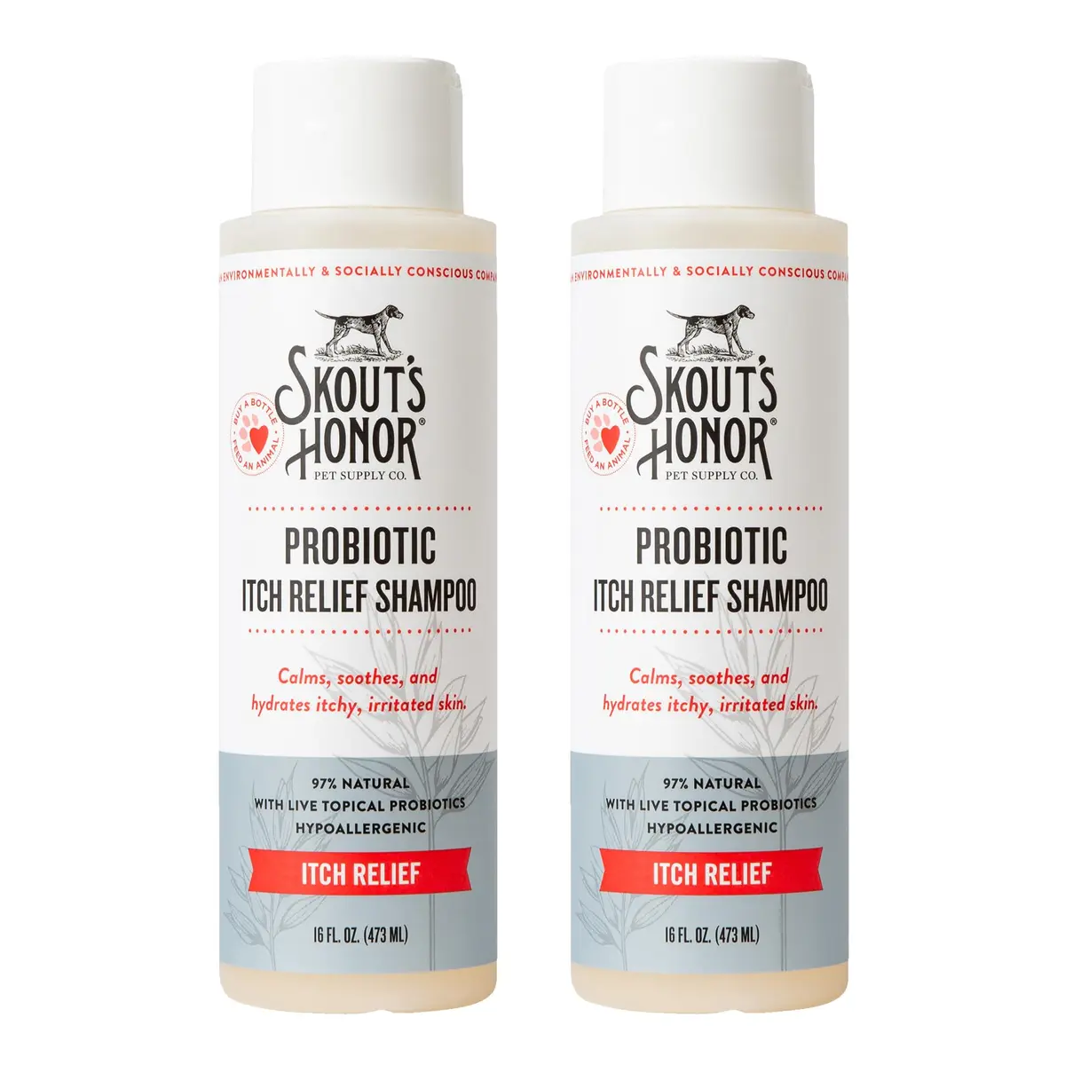SKOUT'S HONOR Probiotic Itch Relief Shampoo for Dogs, 16 oz, 2-Pack | Supports Healthy Skin Microbiome & Fast Relief - main product image