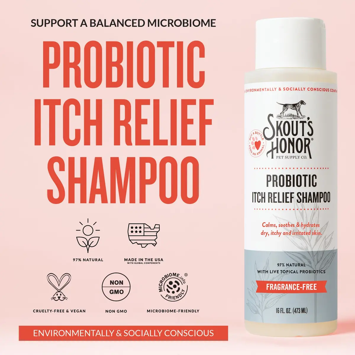 SKOUT'S HONOR Probiotic Itch Relief Shampoo for Dogs, 16 oz, 2-Pack | Supports Healthy Skin Microbiome & Fast Relief - view 2