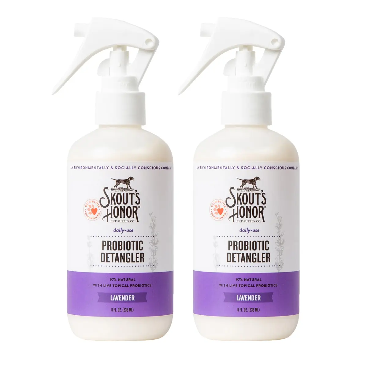 SKOUT'S HONOR Probiotic Dog Detangler Spray - Lavender | Hydrates & Nourishes, Supports Healthy Skin, 8 oz, 2-Pack - main product image