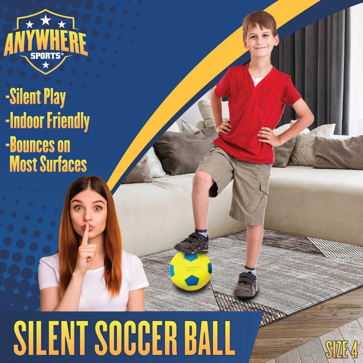 Anywhere Sports Silent Soccer Ball 8-inch | Indoor Foam Practice for All Ages - view 4