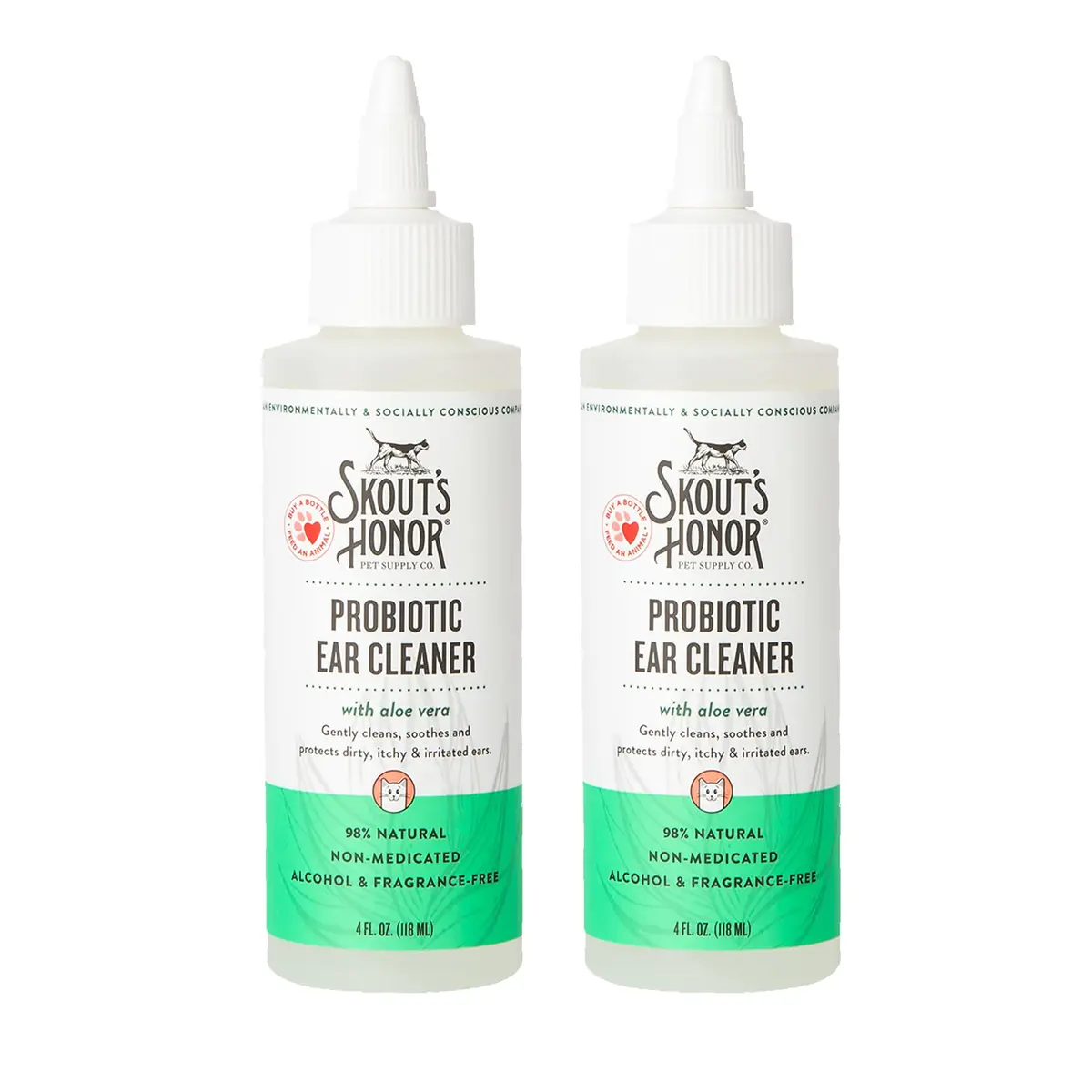 SKOUT'S HONOR Probiotic Cat Ear Cleaner 4 oz | Alcohol-Free, Fragrance-Free, Non-Medicated - main product image