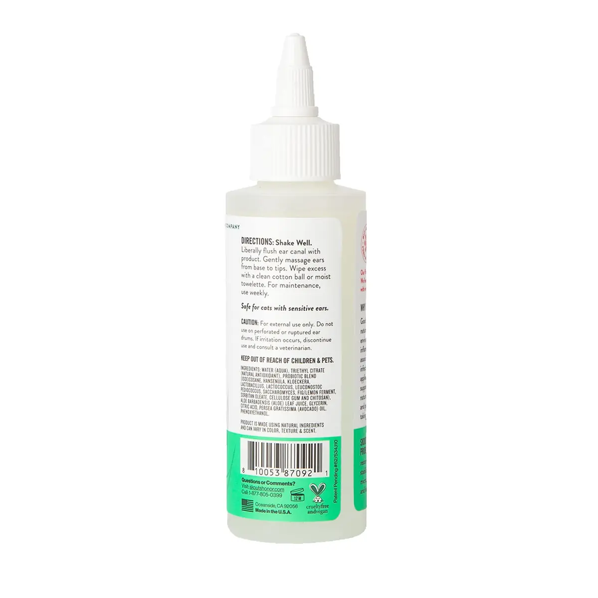 SKOUT'S HONOR Probiotic Cat Ear Cleaner 4 oz | Alcohol-Free, Fragrance-Free, Non-Medicated - view 2