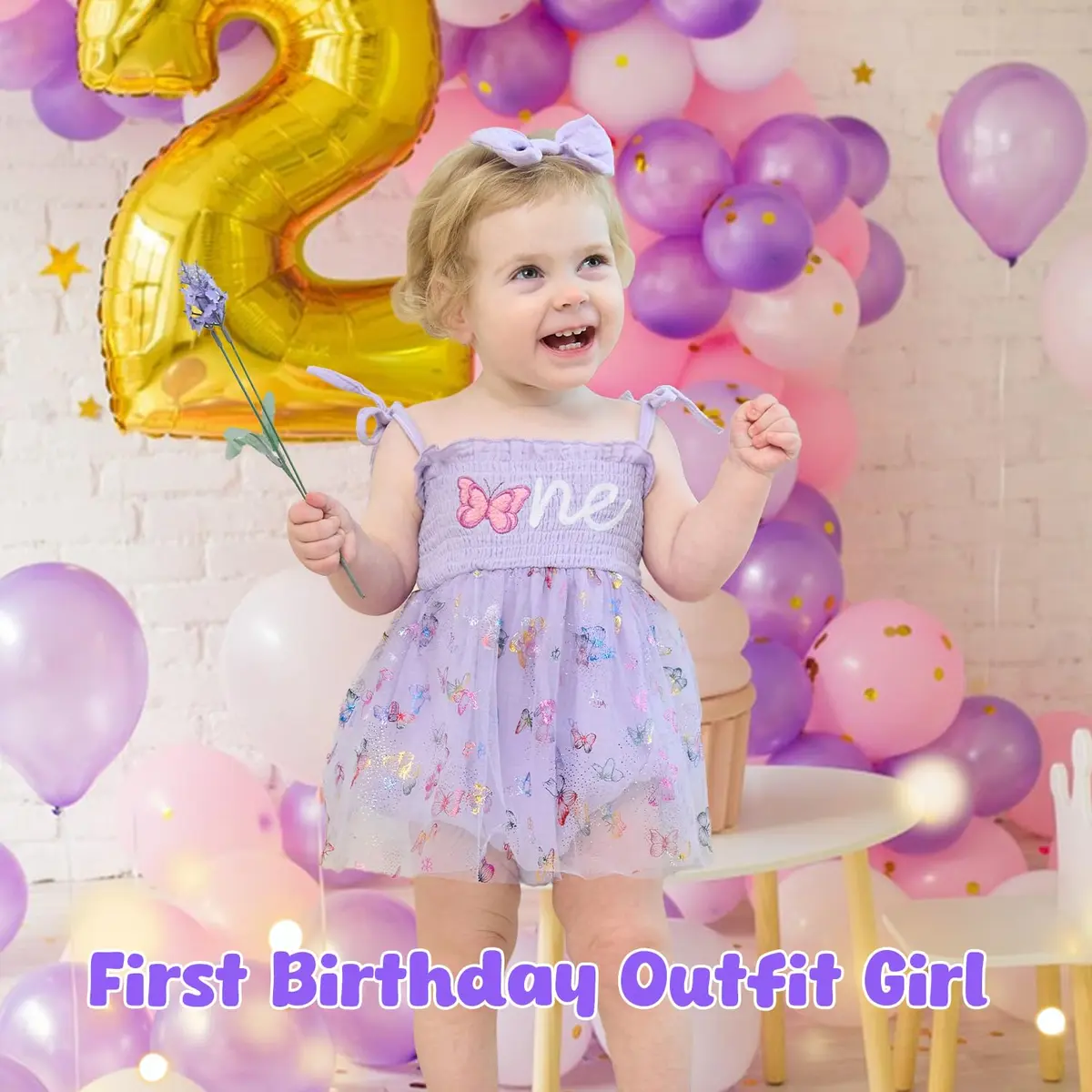 HONGTEYA Baby Girl 1st Birthday Outfit First Romper Tulle Dress Gifts | Elegant Pink Dress for Special Occasion - view 4