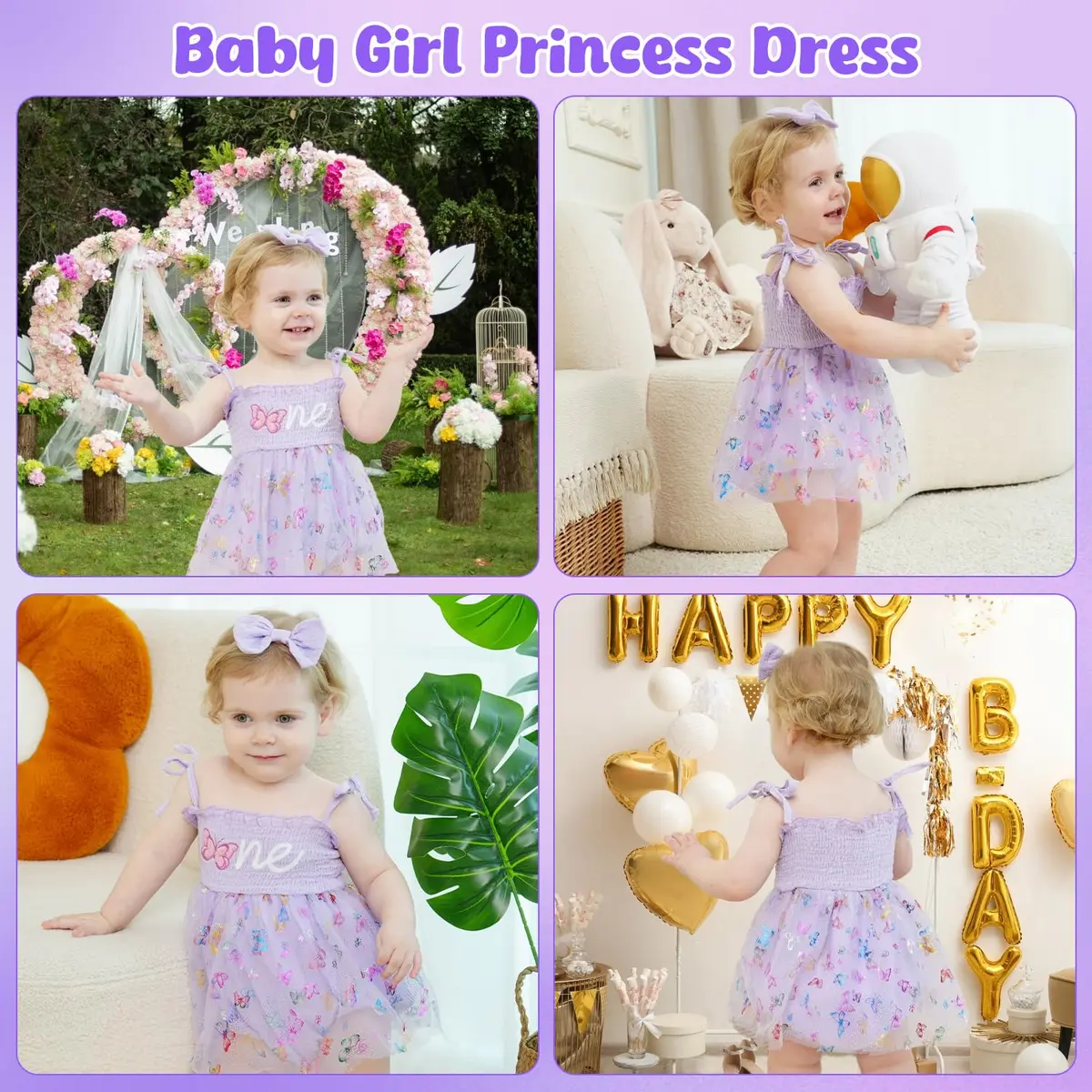 HONGTEYA Baby Girl 1st Birthday Outfit First Romper Tulle Dress Gifts | Elegant Pink Dress for Special Occasion - view 2