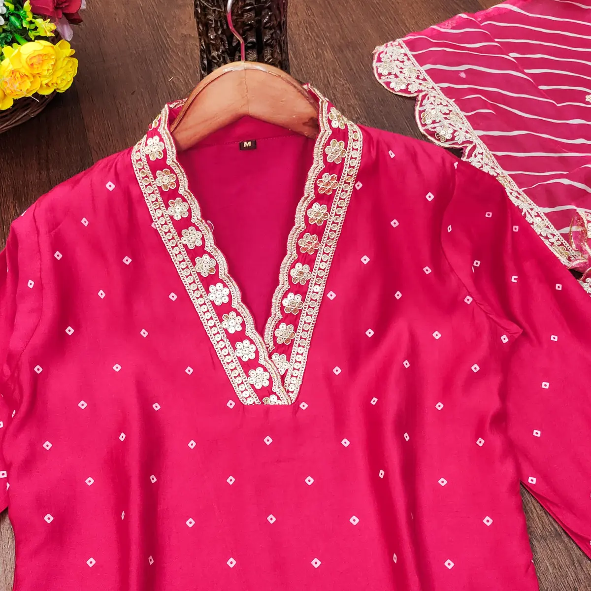 Yashika Women's Silk Blend Kurta Pant Set with Digital Print Dupatta, Pink L | Festive Indian Ethnic Wear - view 4