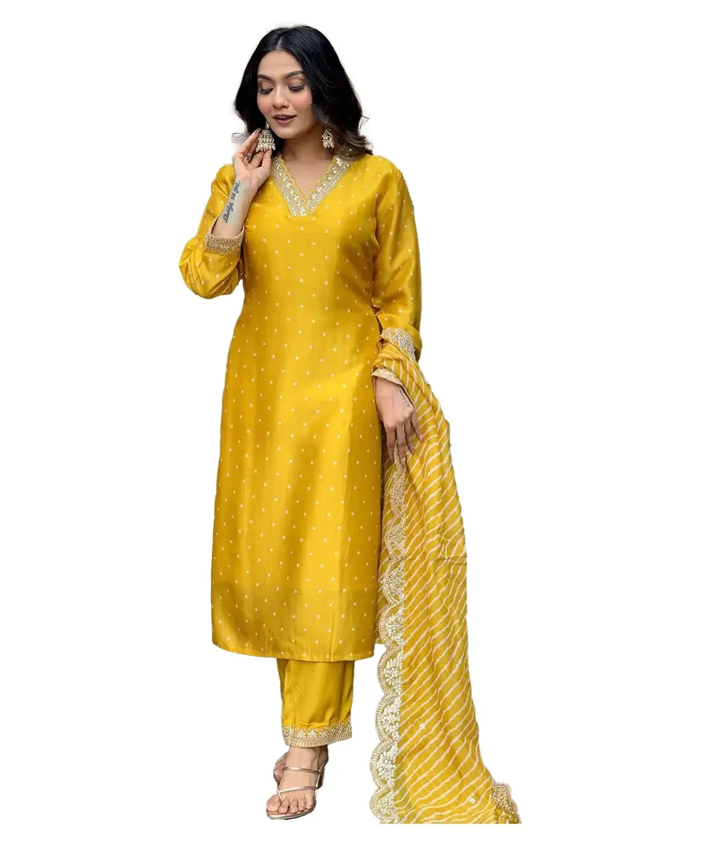 Yashika Women's Silk Blend Cotton Dupatta Kurta Set | Elegant Digital Print, Embroidery, Suitable for All Indian Occasions - main product image