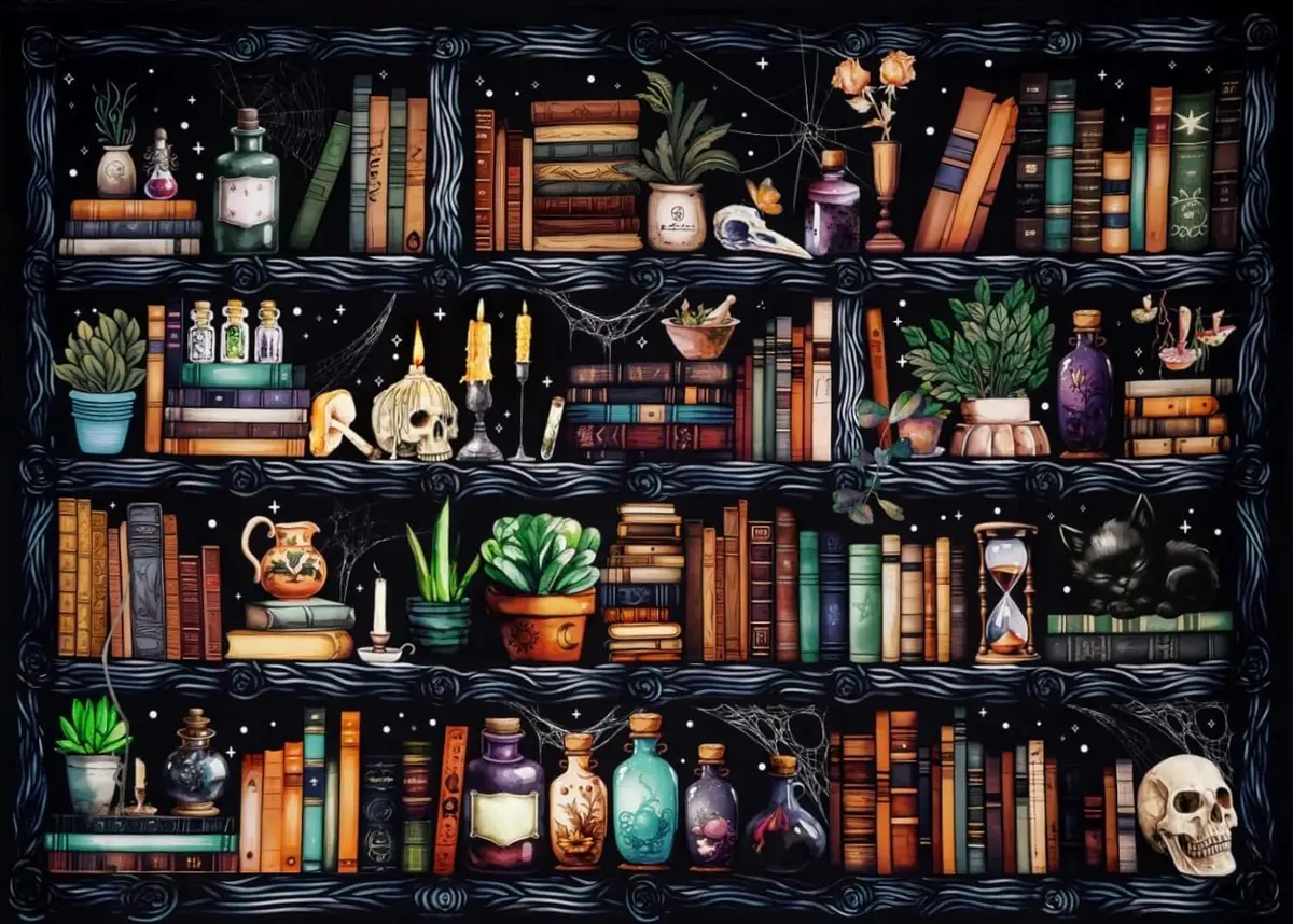 WUSARPLY Bookshelf Stamped Cross Stitch Kits for Beginners Adults | 11CT Pre-Printed Fabric, Stress Relief, Easy for Beginners - main product image