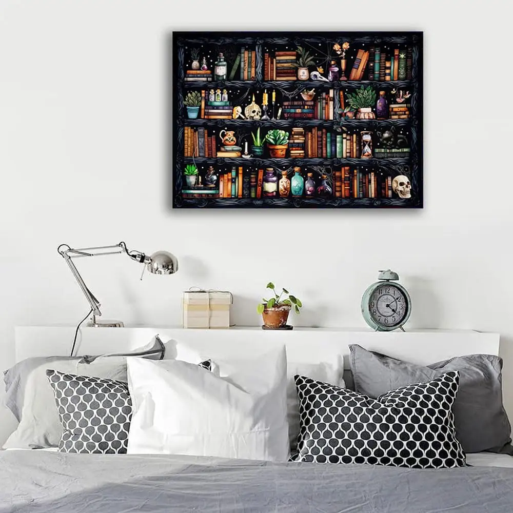 WUSARPLY Bookshelf Stamped Cross Stitch Kits for Beginners Adults | 11CT Pre-Printed Fabric, Stress Relief, Easy for Beginners - view 9