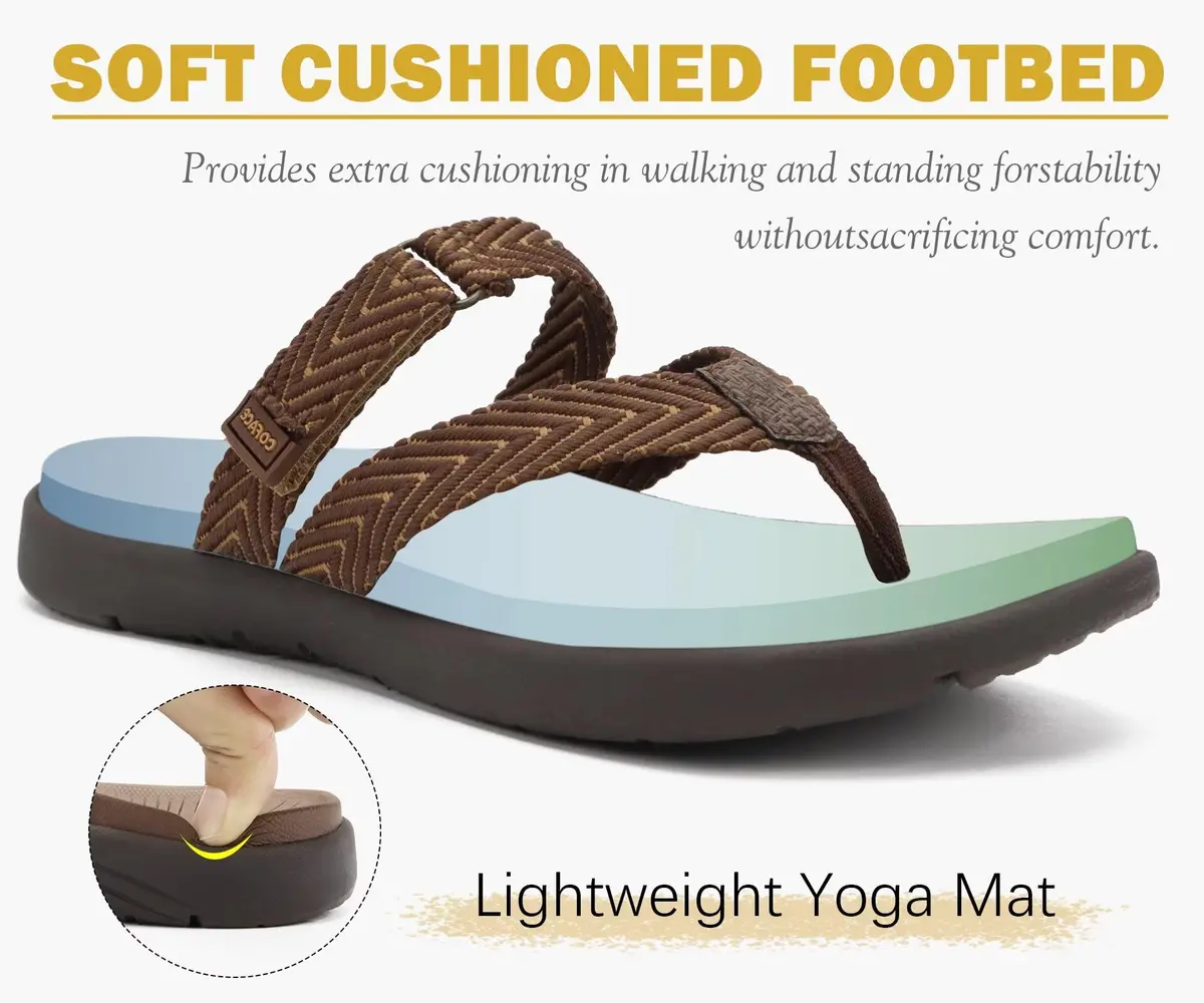 COFACE Women's Orthotic Flip Flops Arch Support Thong Sandals Brown Size 9 (25.4 cm / 10 in) - view 5