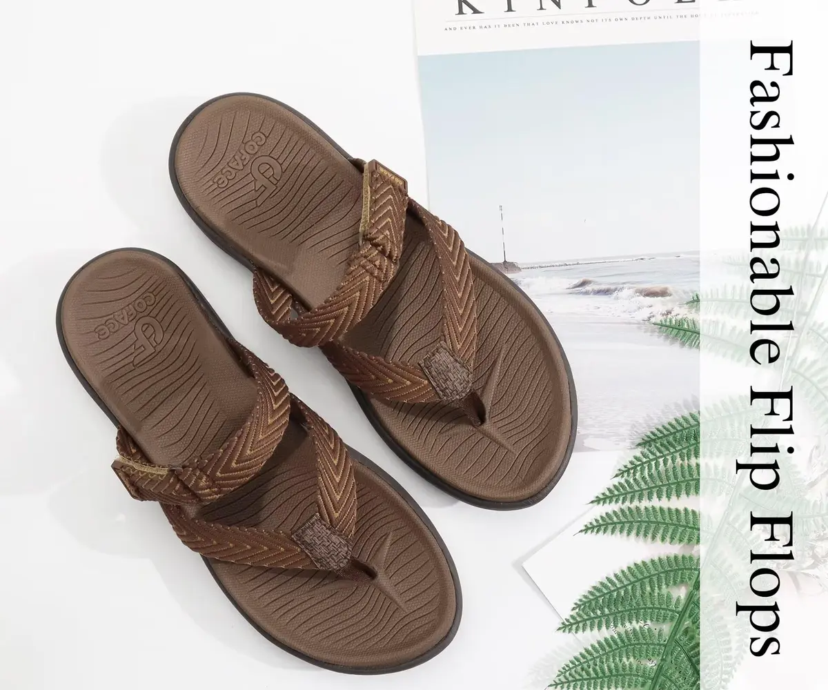 COFACE Women's Orthotic Flip Flops Arch Support Thong Sandals Brown Size 9 (25.4 cm / 10 in) - view 8
