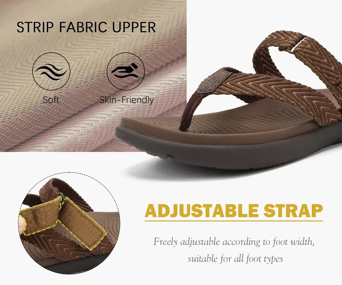 COFACE Women's Orthotic Flip Flops Arch Support Thong Sandals Brown Size 9 (25.4 cm / 10 in) - view 4