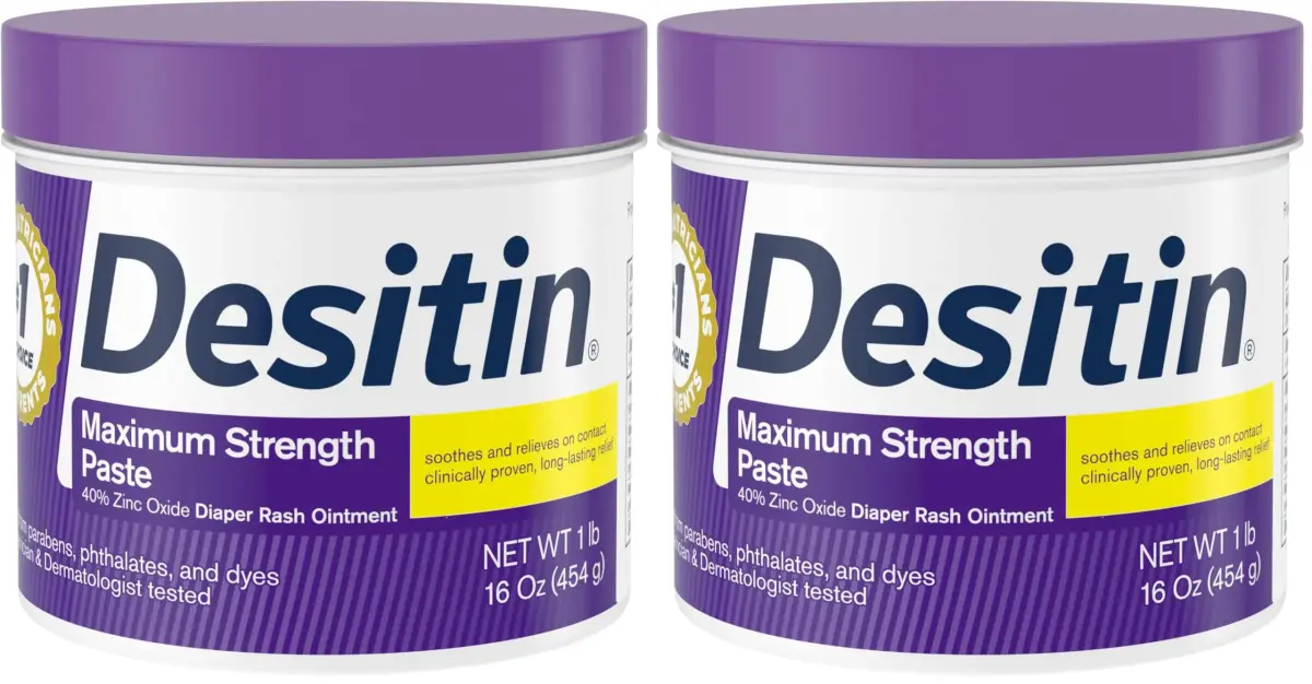 Desitin Maximum Strength Diaper Rash Cream - 40% Zinc Oxide, Hypoallergenic, Paraben-Free (16 oz, Pack of 2) - main product image