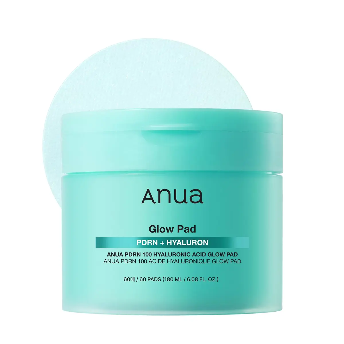 ANUA PDRN 100 Hyaluronic Acid Toner Pad, 6.1 fl oz (180 ml), 60 Count | Hydrating & Radiance Boosting - main product image