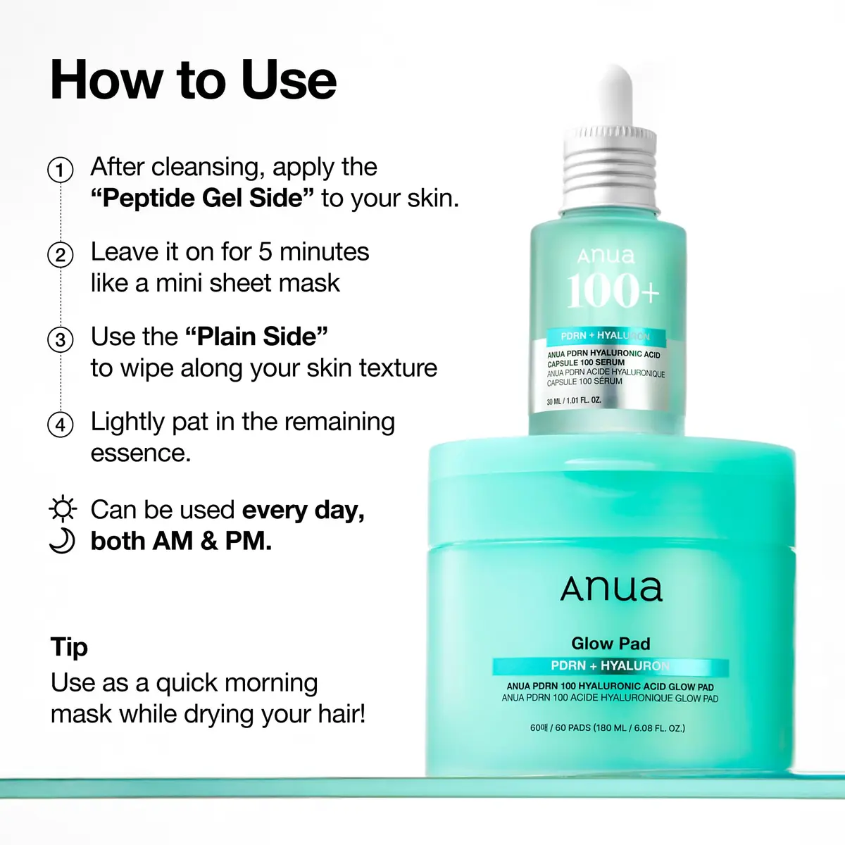 ANUA PDRN 100 Hyaluronic Acid Toner Pad, 6.1 fl oz (180 ml), 60 Count | Hydrating & Radiance Boosting - view 7