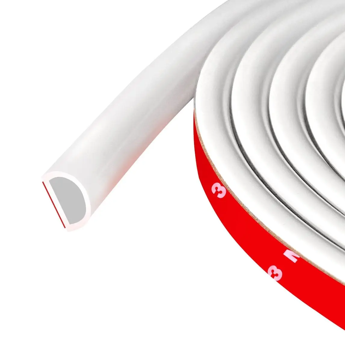 Protalwell White Silicone D Shaped Weather Stripping 6.1m (20ft) | Seals Gaps Up to 1.2cm - main product image