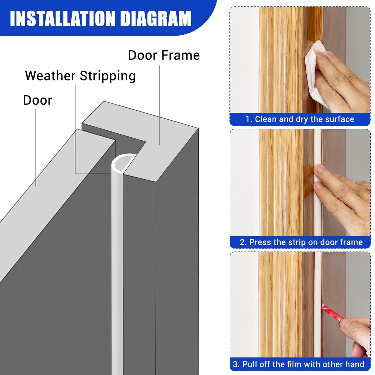 Protalwell White Silicone D Shaped Weather Stripping 6.1m (20ft) | Seals Gaps Up to 1.2cm - view 3