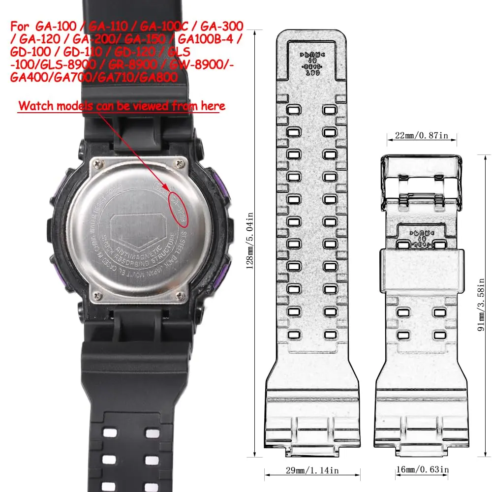 XBHSW Resin Watch Strap Compatible with Casio G-Shock GA100 GA110 GA120 GD100 GD120 (Camouflage Red, 22mm) - view 2
