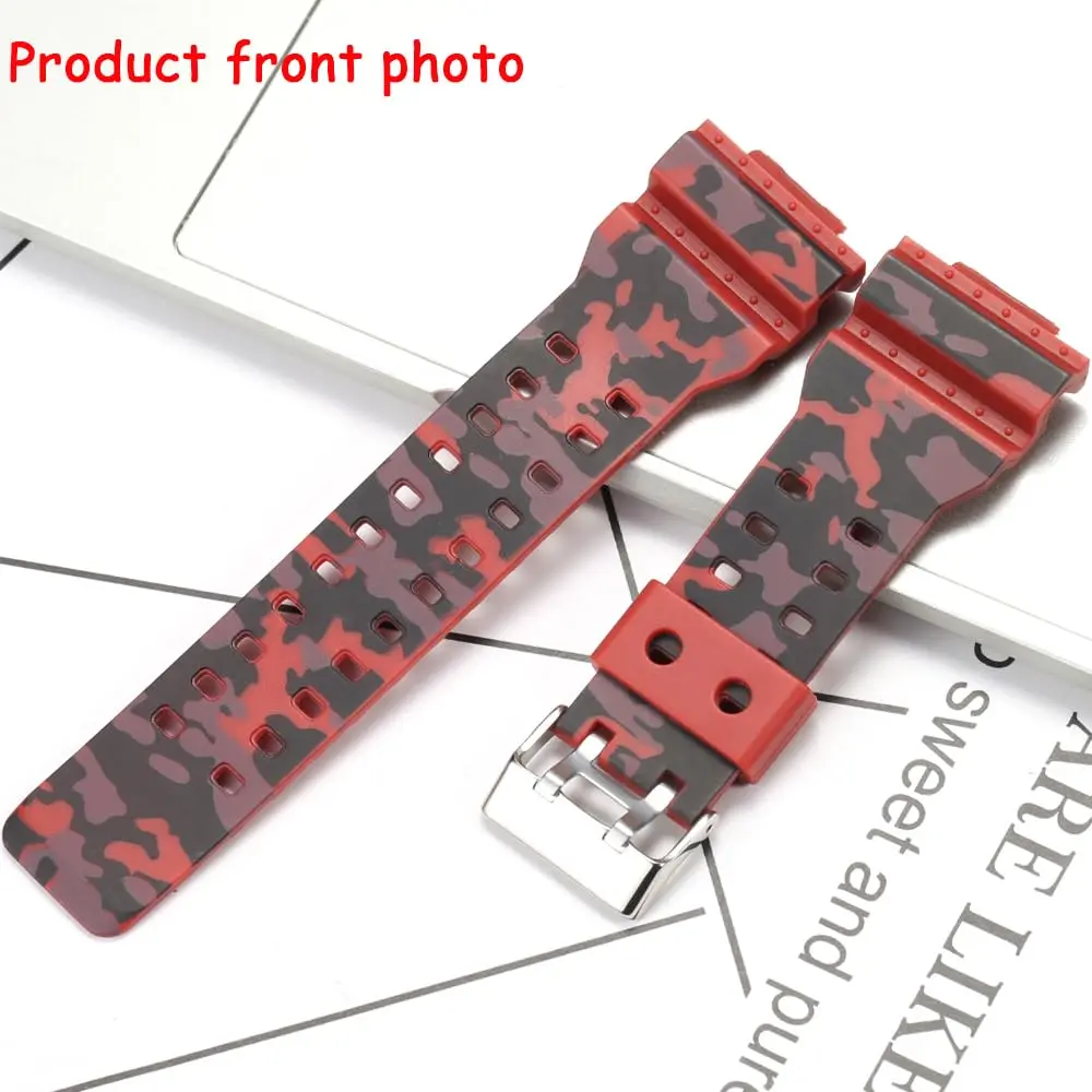 XBHSW Resin Watch Strap Compatible with Casio G-Shock GA100 GA110 GA120 GD100 GD120 (Camouflage Red, 22mm) - view 3