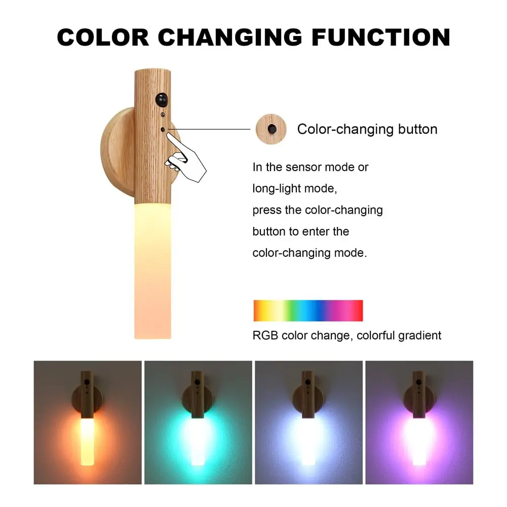 LANDGOO Wooden Motion Sensor Night Light | Handmade Wooden Night Light with Motion Detection and Warm LED Light - view 6