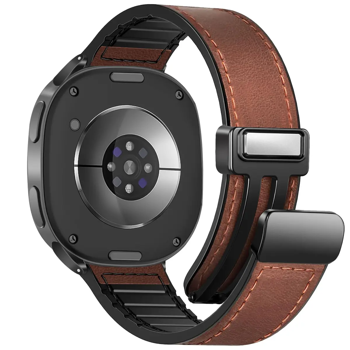 WestEagle Magnetic Leather Band for Galaxy Watch 9/8 | Adjustable Magnetic Buckle Leather Strap, Dark Brown (147-198mm) - main product image