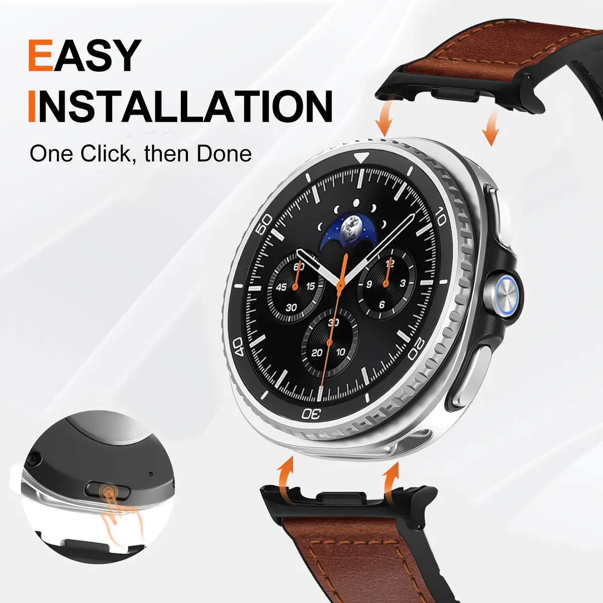 WestEagle Magnetic Leather Band for Galaxy Watch 9/8 | Adjustable Magnetic Buckle Leather Strap, Dark Brown (147-198mm) - view 5