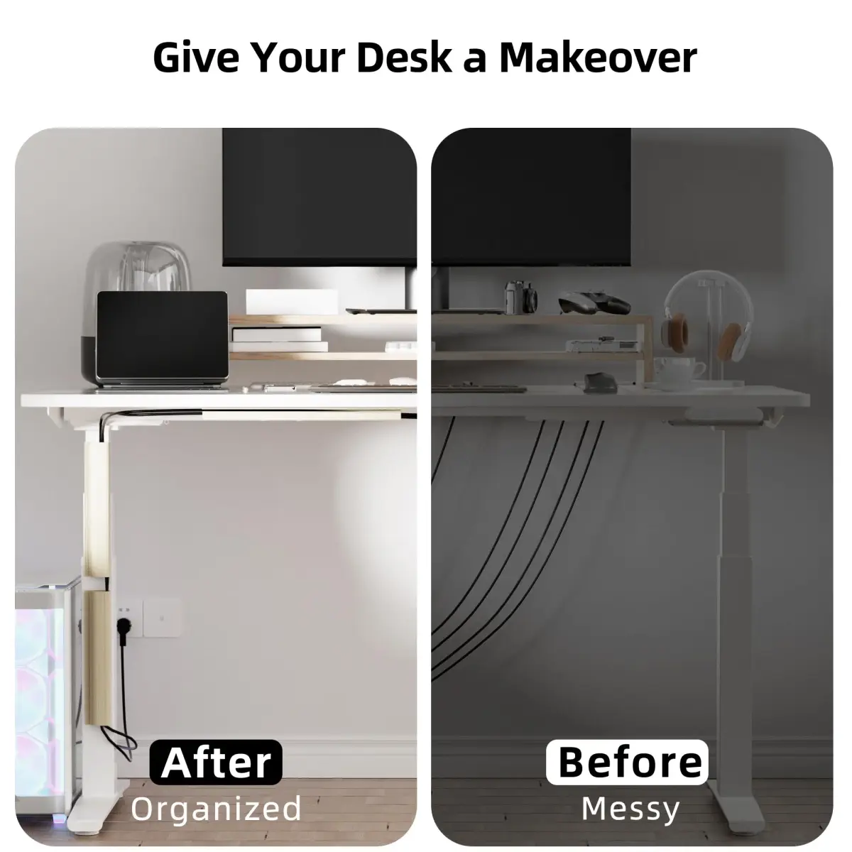 YECAYE Beige Cable Management Under Desk Kit | 94 Inch Total Length - view 4