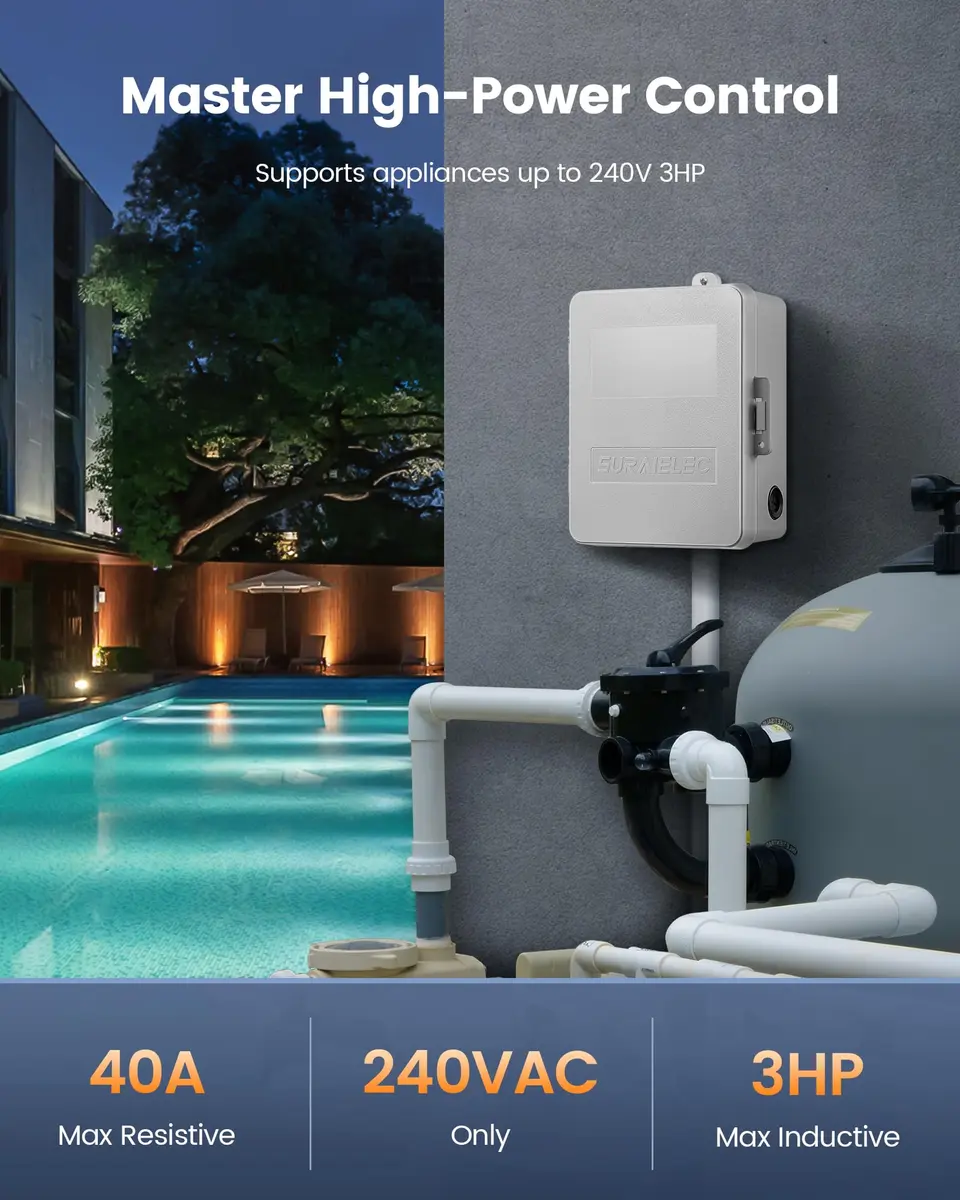 SURAIELEC Digital Pool Timer 40AMP 240V | 7-Day Programmable Control for Pool Pumps - view 3