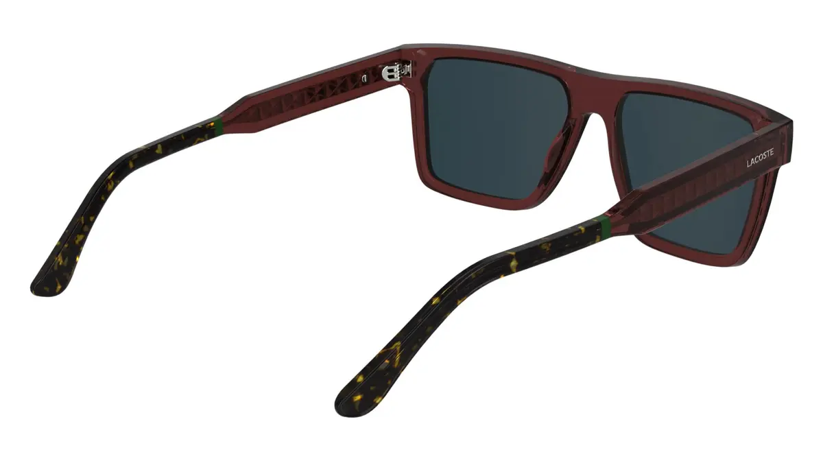 Lacoste Sunglasses L6059S - Transparent Burgundy with Solid Blue Lens | Rectangular, RXable, Charismatic Design - view 6