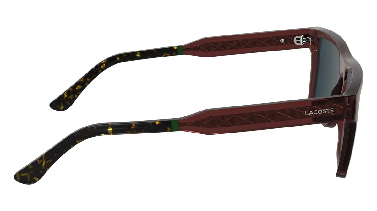 Lacoste Sunglasses L6059S - Transparent Burgundy with Solid Blue Lens | Rectangular, RXable, Charismatic Design - view 7