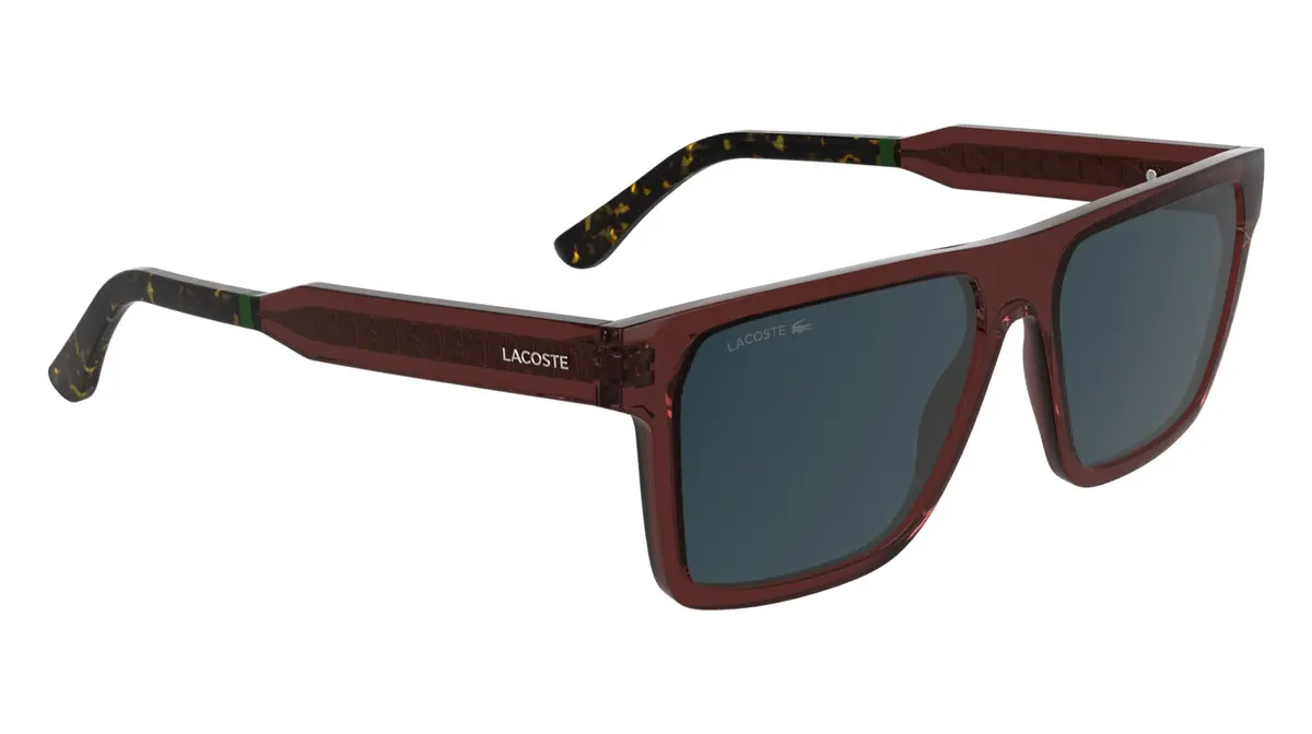 Lacoste Sunglasses L6059S - Transparent Burgundy with Solid Blue Lens | Rectangular, RXable, Charismatic Design - view 8