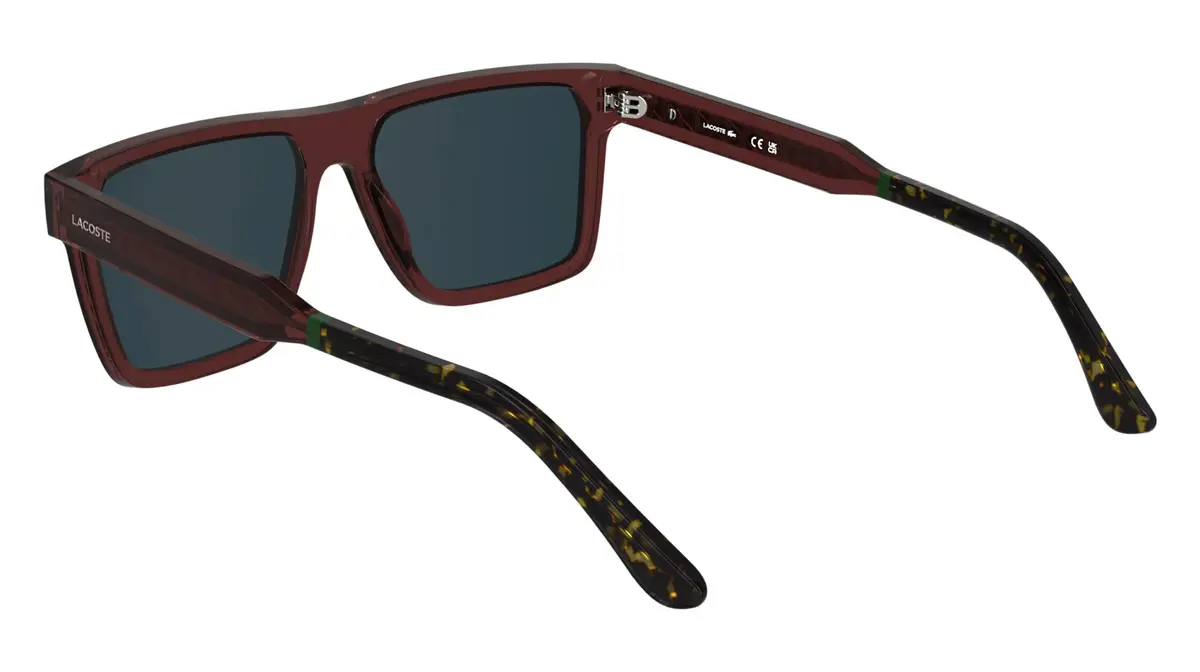 Lacoste Sunglasses L6059S - Transparent Burgundy with Solid Blue Lens | Rectangular, RXable, Charismatic Design - view 4