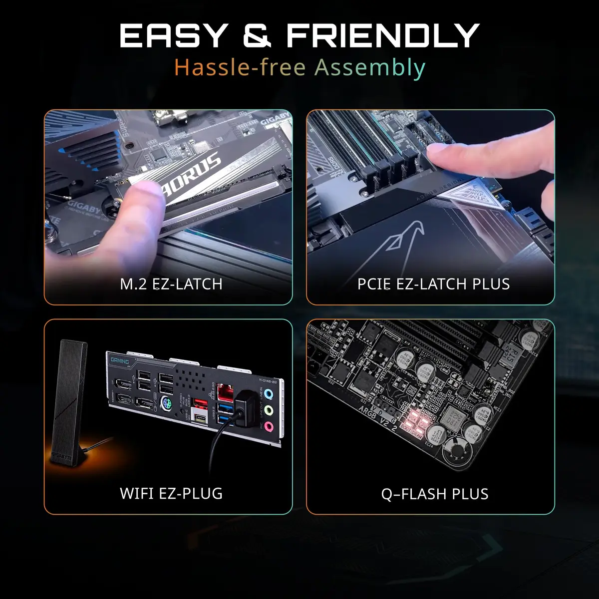 GIGABYTE B850 Eagle WIFI6E AMD AM5 ATX Motherboard Support Ryzen 9000/8000/7000 DDR5 8+2+2 Power Phase 3X M.2 PCIe 5.0 USB-C WIFI6E GbE LAN EZ-Latch 5-Year Warranty - view 2