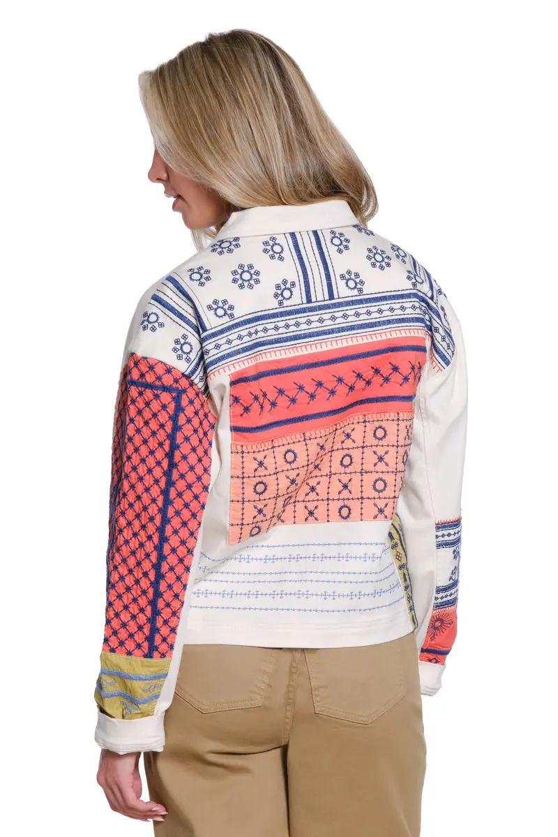 TRU LUXE Embroidered Shirt Jacket, Multi, M | Casual Fall Women's Coat with Embroidery - view 3