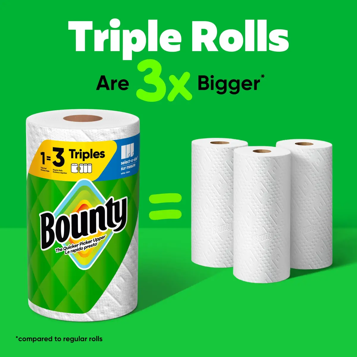Bounty Select-A-Size Paper Towels, White, 4 Triple Rolls (Equals 12 Regular Rolls) - view 3