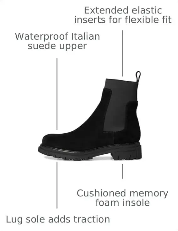 C LA CANADIENNE Darren Black Women's Chelsea Boot 6.5 US | Waterproof Italian Suede, Microfiber Lining, Block Heel - view 3