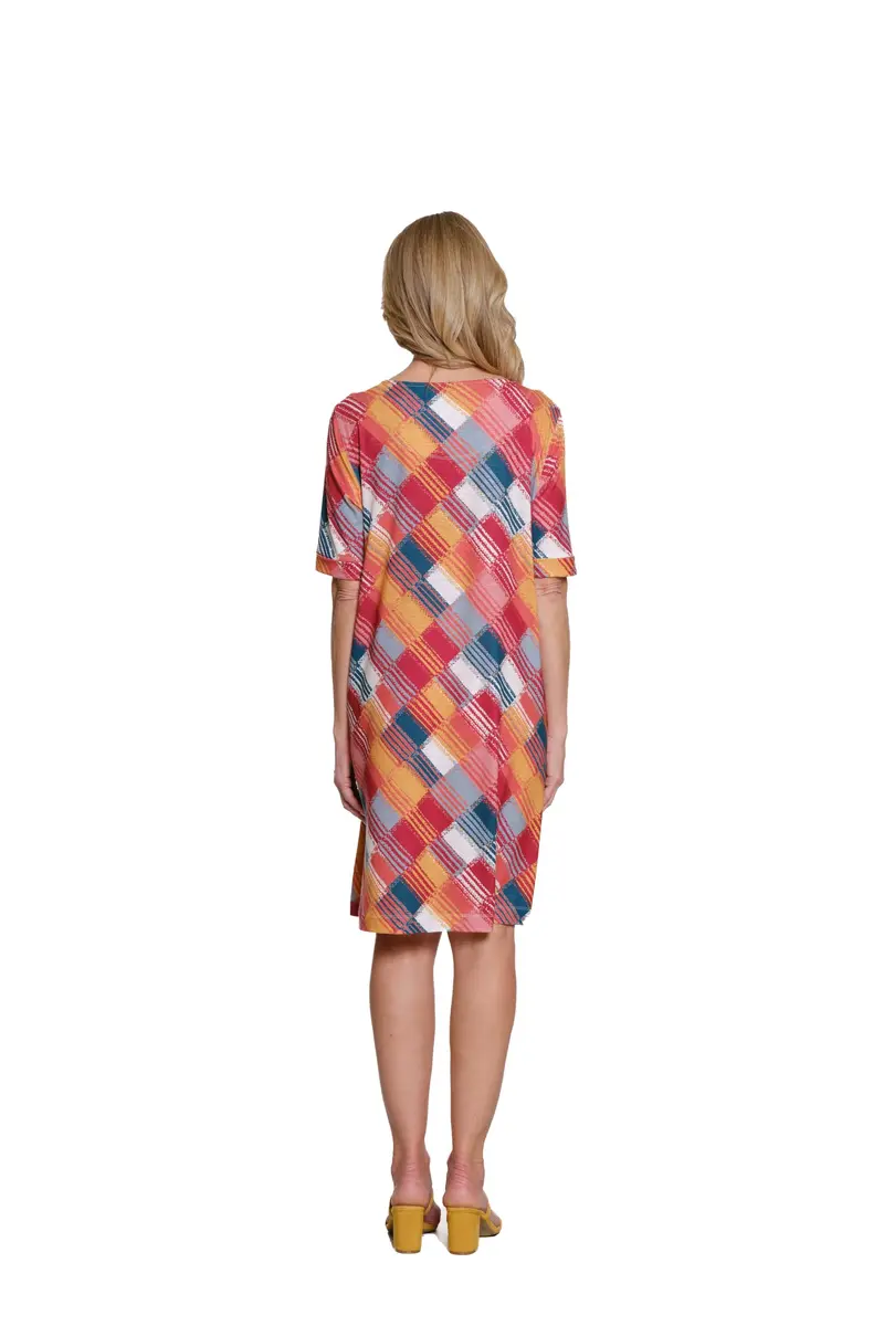 MULTIPLES Womens Dress Cuffed Elbow Sleeve Wide Neck | Flattering A-Line Fit (70-120c) - view 3