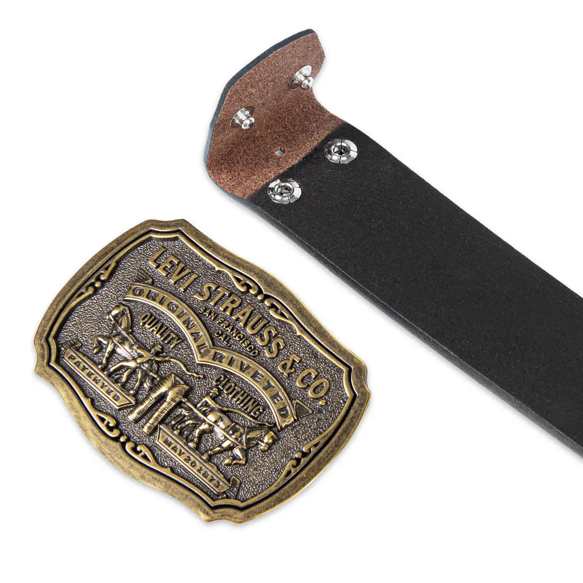 Levi's Men's Removable Plaque Logo Buckle Casual Leather Belt, Brown, XL | Classic Style with Removable Buckle - view 4