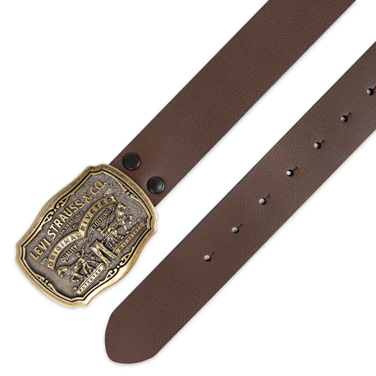 Levi's Men's Removable Plaque Logo Buckle Casual Leather Belt, Brown, XL | Classic Style with Removable Buckle - view 5