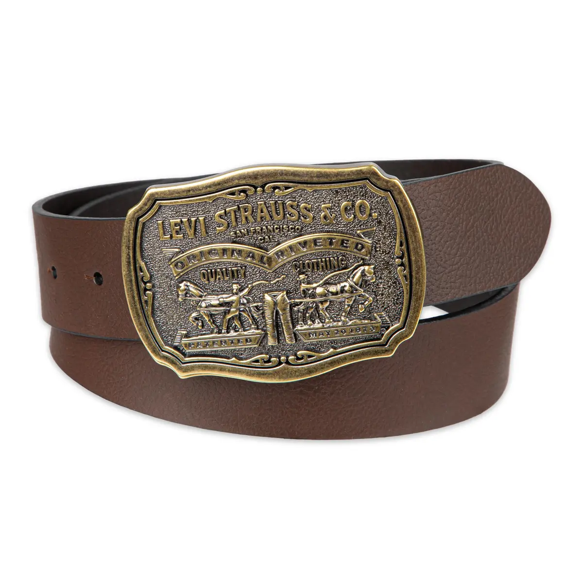 Levi's Men's Removable Plaque Logo Buckle Casual Leather Belt, Brown, XL | Classic Style with Removable Buckle - view 2