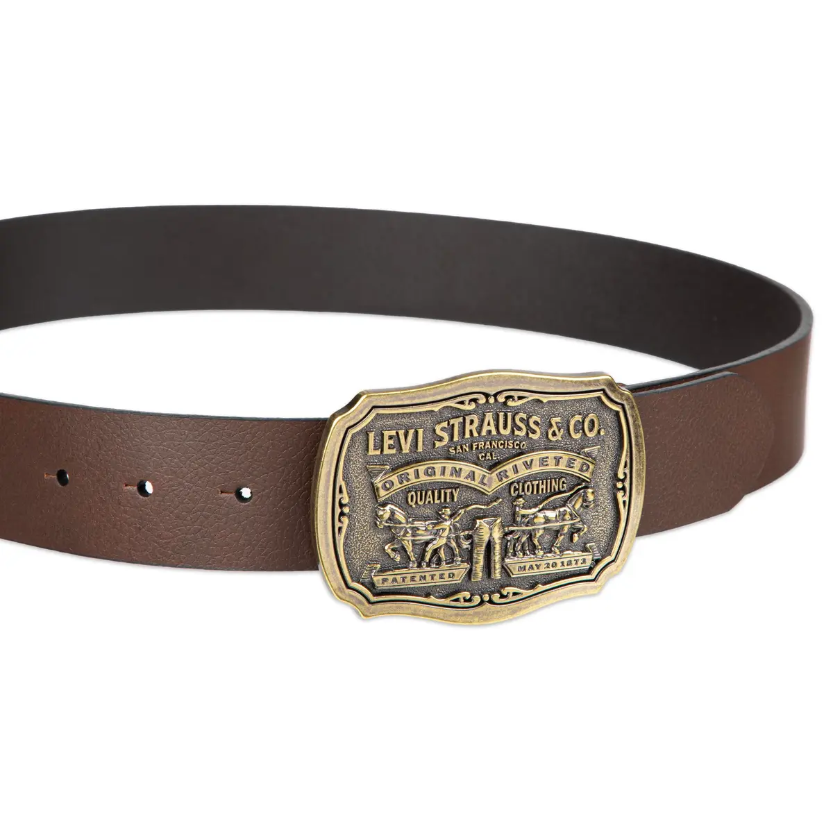 Levi's Men's Removable Plaque Logo Buckle Casual Leather Belt, Brown, XL | Classic Style with Removable Buckle - view 3