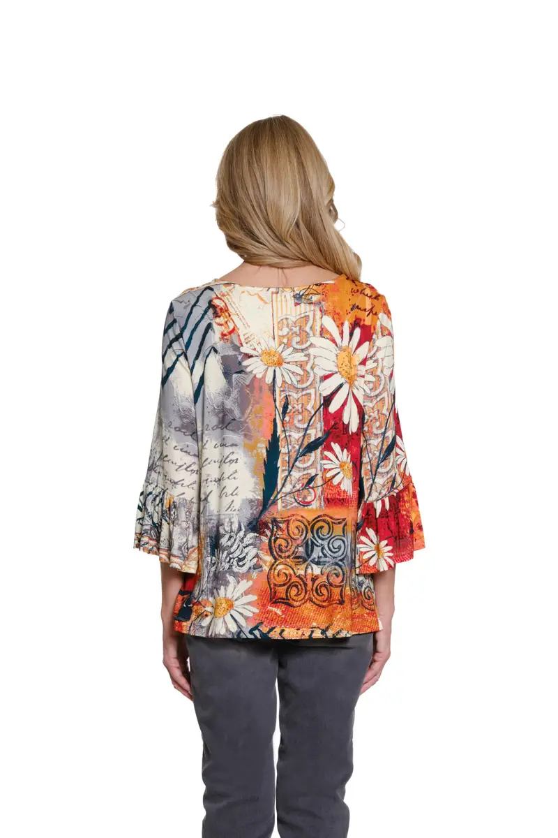 MULTIPLES Women’s Tunic Three Quarters Flounce Sleeve Bateau Neck | Rayon & Spandex | Casual & Dressy - view 2