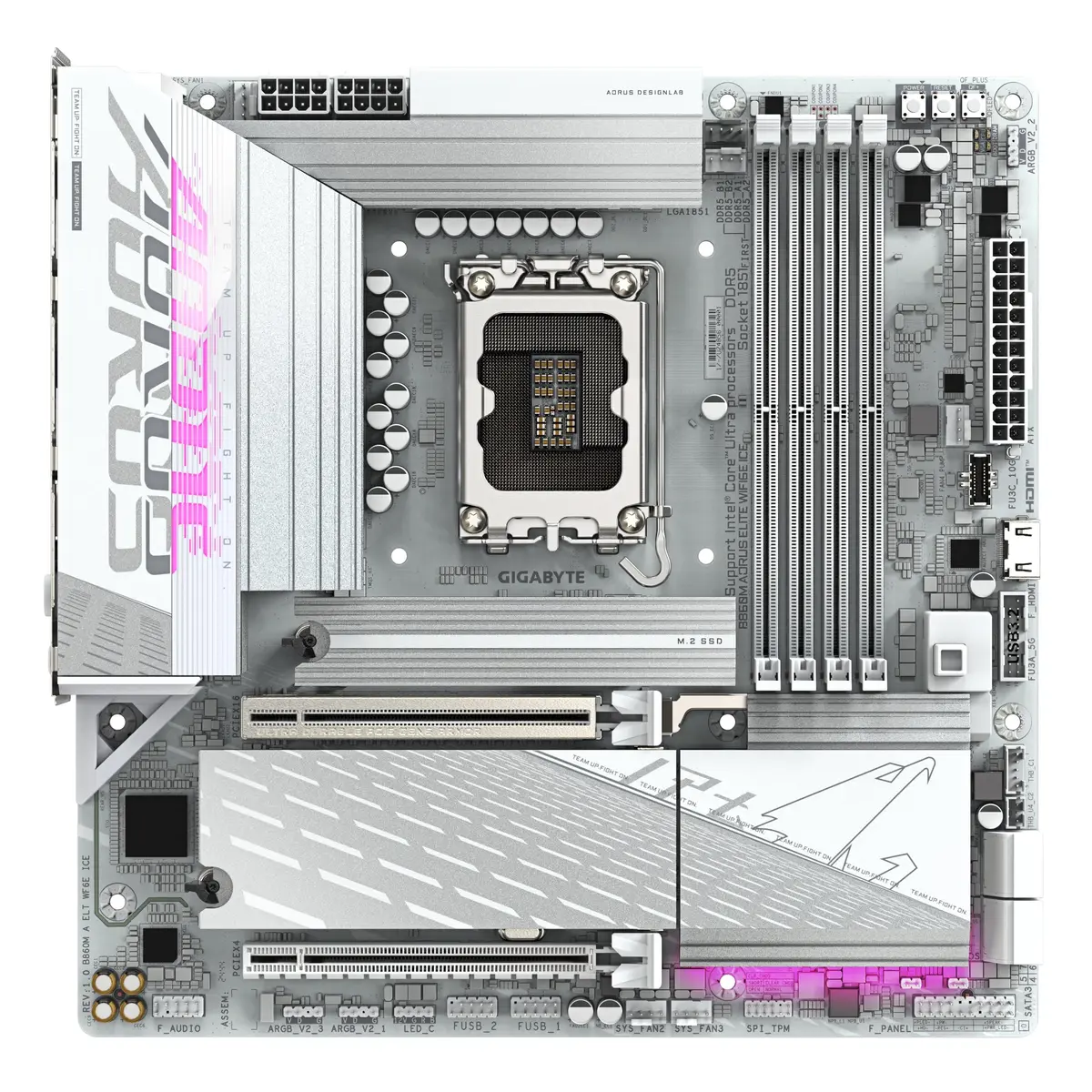 GIGABYTE B860M AORUS Elite WF6E ICE Motherboard | Intel Core Ultra Series, DDR5, PCIe 5.0, WiFi 6E - view 2
