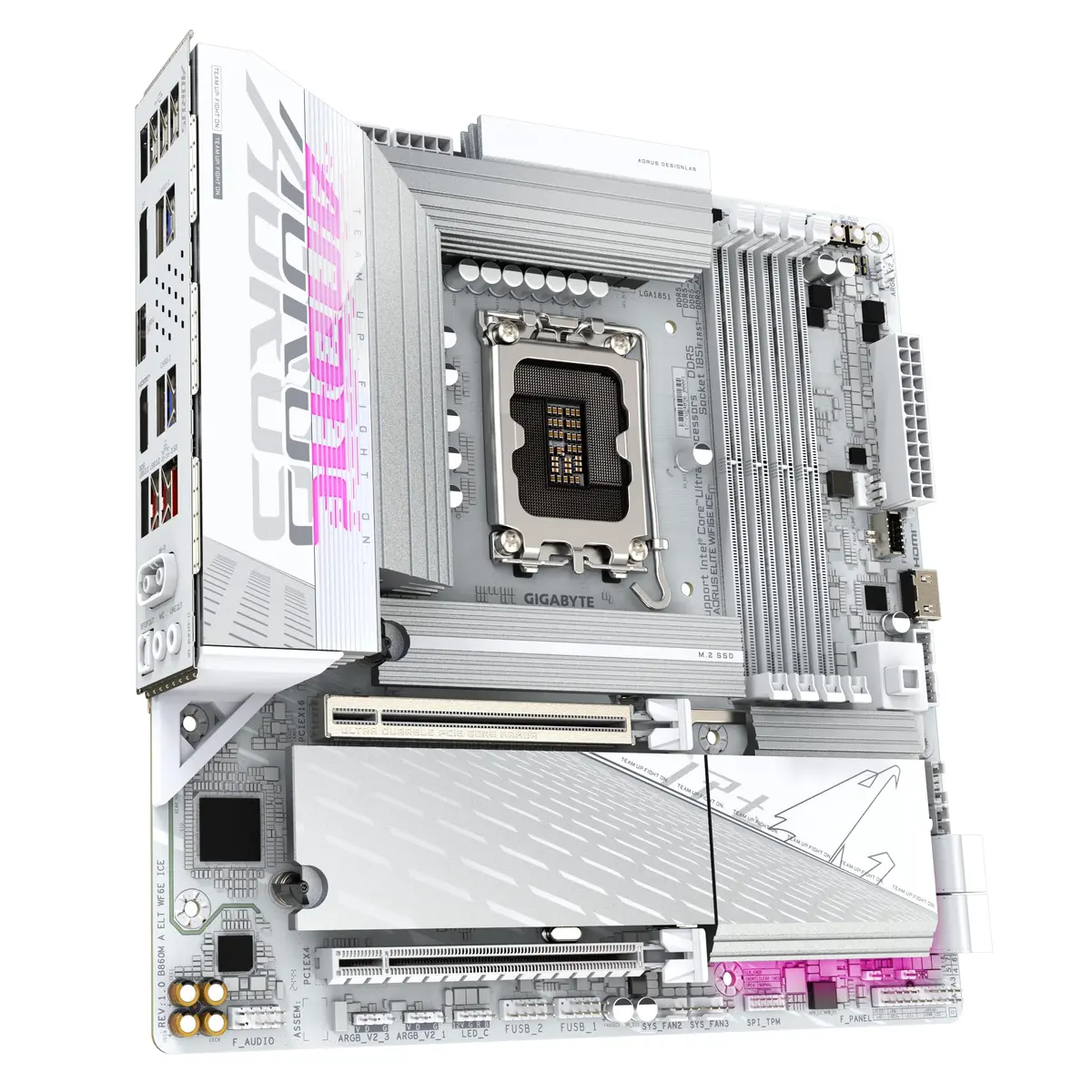 GIGABYTE B860M AORUS Elite WF6E ICE Motherboard | Intel Core Ultra Series, DDR5, PCIe 5.0, WiFi 6E - view 3