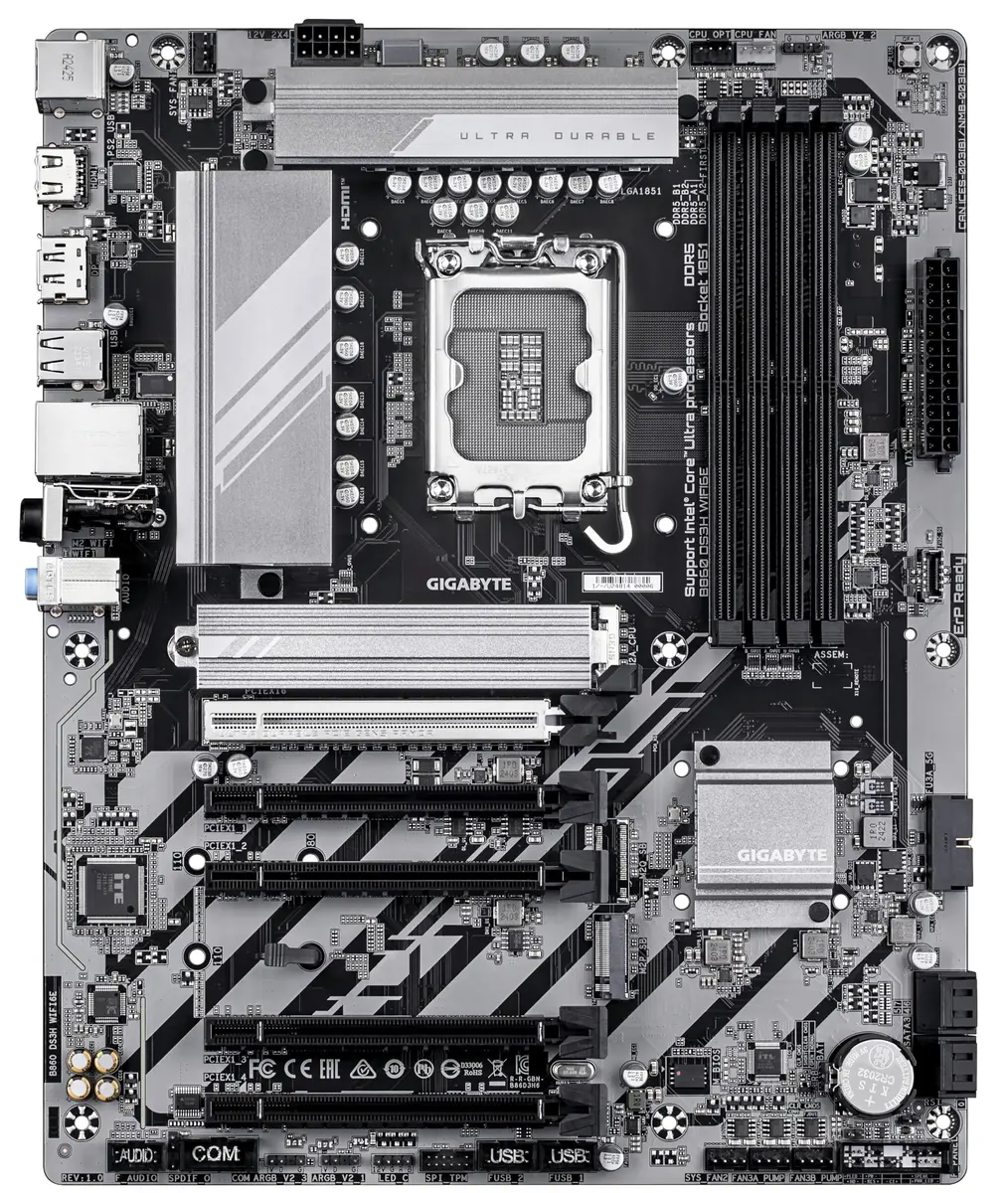 GIGABYTE B860 DS3H WIFI6E Motherboard | Intel Core Ultra Series, DDR5, PCIe 5.0, WiFi 6E (up to 9066MHz DDR5) - view 2