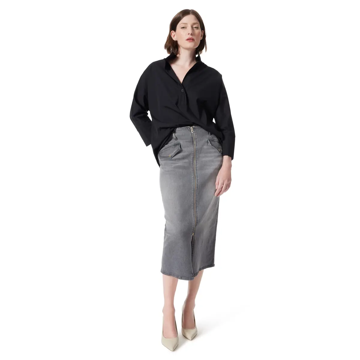 DEE OCLEPPO Hailey Stand Collar Shirt Standard | Relaxed Fit Cotton & Spandex Women’s Blouse - view 2